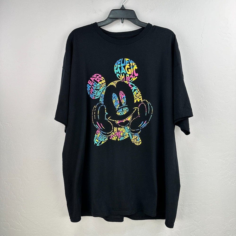 Disney T-shirt Mens 2XL Black‎ Blue Mickey Mouse Graphic Tee Short Sleeve Cotton